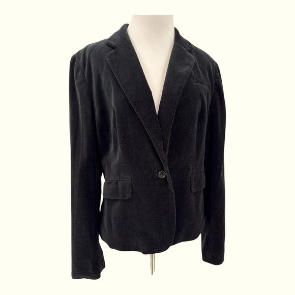 Banana Republic Black Velvet One Button Blazer-size 12 - Picture 2 of 8
